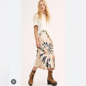 Free People Serious Swagger Tie Die Velvet Skirt Firework Combo Size S NWT $128